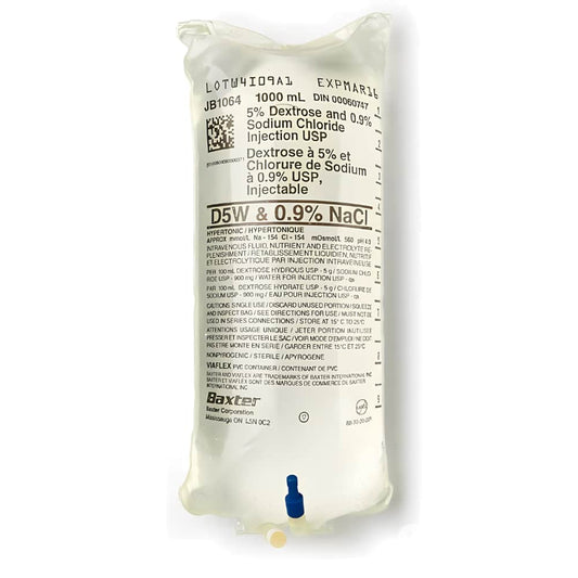 1000ml Dextrose and Sodium Chloride BAXTER Pack per 5