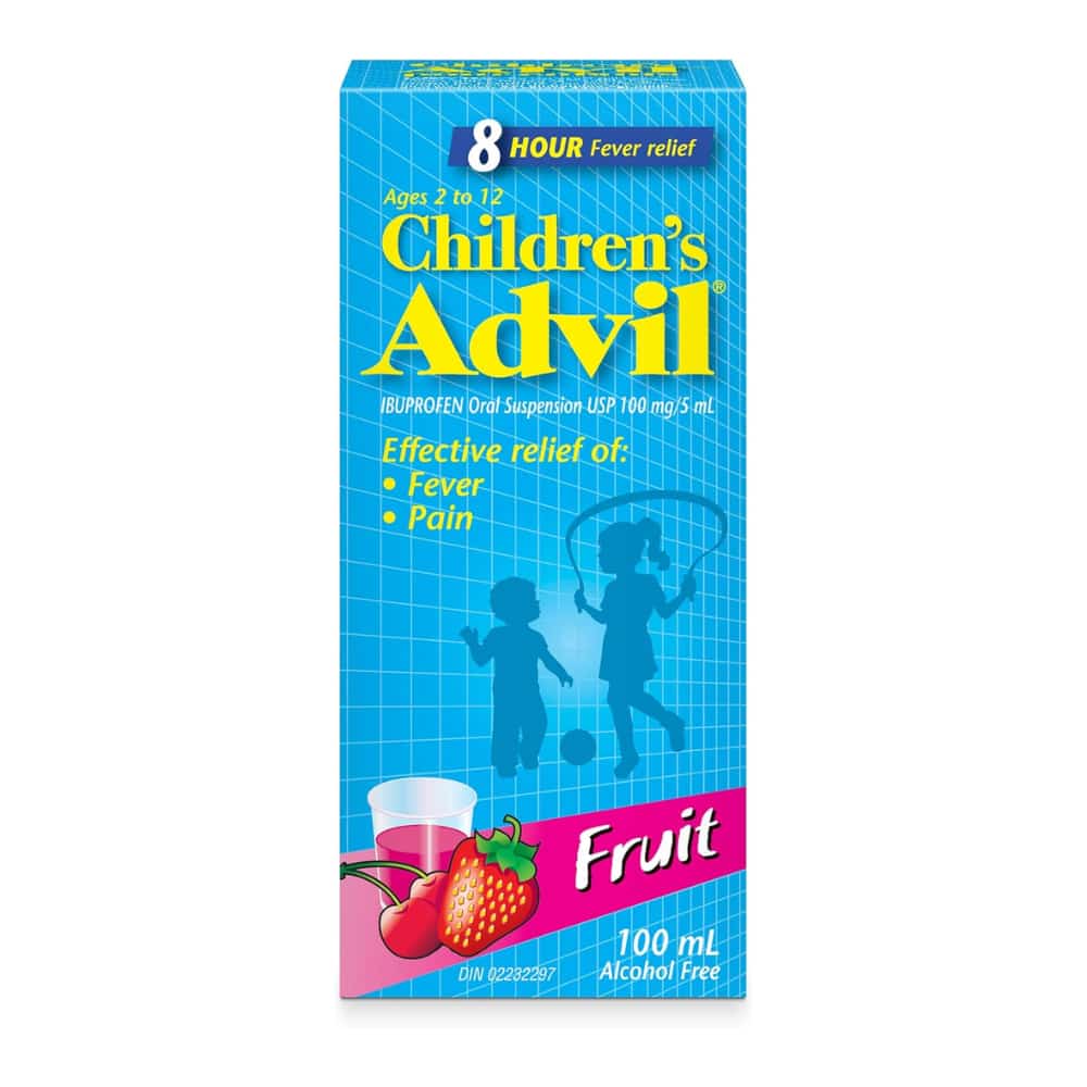 Children's Advil Fever and Pain Relief Ibuprofen Oral Suspension, Fruit, 100 mL