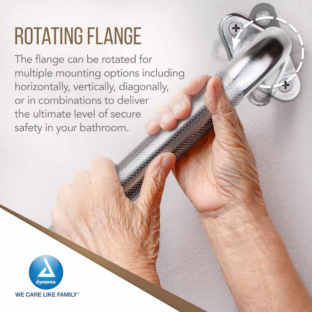 Chrome Knurled Grab Bar with Rotating Flange 18"