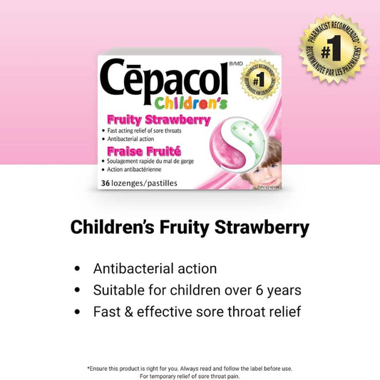Cepacol® Children’s Fruity Strawberry, Sore Throat Lozenges, 36 ct