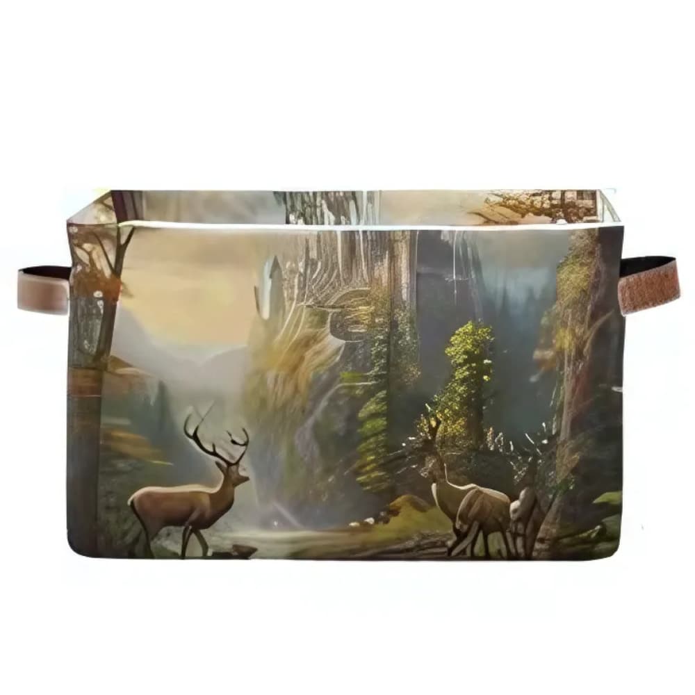 Deers in Magic Landscape Storage Basket Large Bin