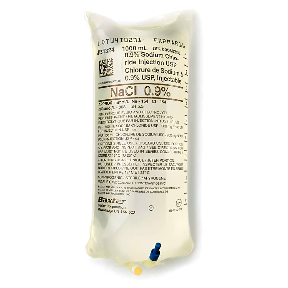 Normal Saline 0.9% Injection 1000ml, 12/Case