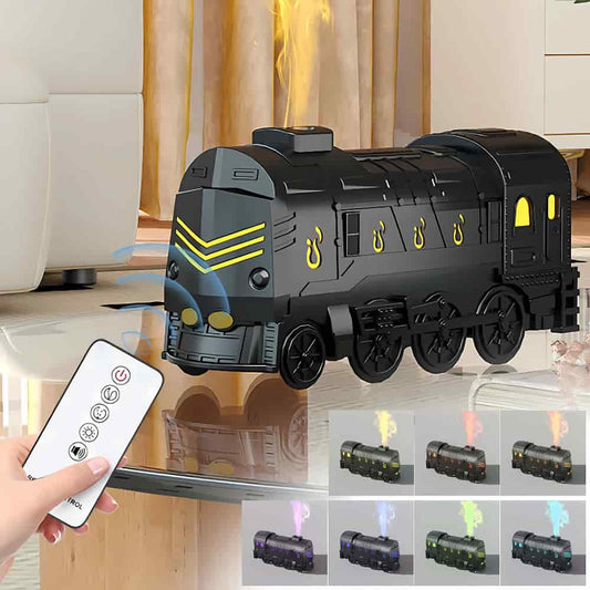 COM1950s Wireless Lights with Remote Control Train Aromatherapy Machine Colorful Train Humidifier with Remote Control Retro Steam Train Home Decor