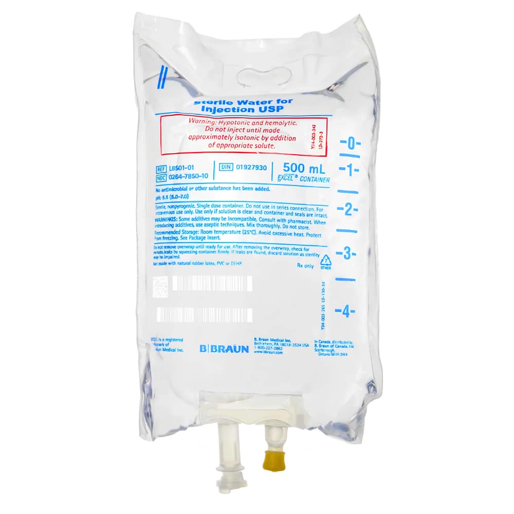 Sterile Water for Injection, USP 500ml, 24/Case