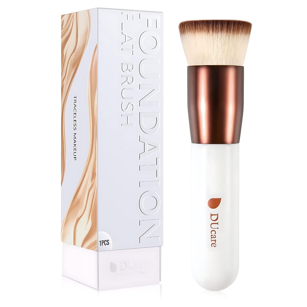 DUcare Foundation Brush Flat Top Kabuki Brush Synthetic Professional Makeup Brush Liquid Blending Mineral Powder Buffing Stippling/White_DS001-1