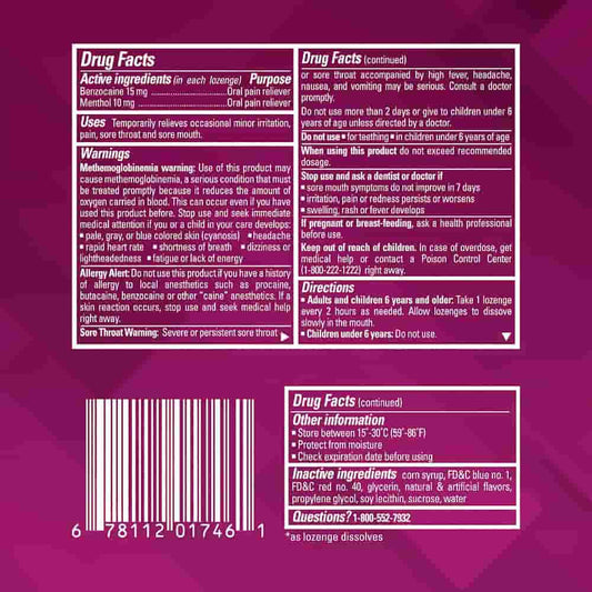 Chloraseptic Max Sore Throat Berries (Box 15 Lozenges)