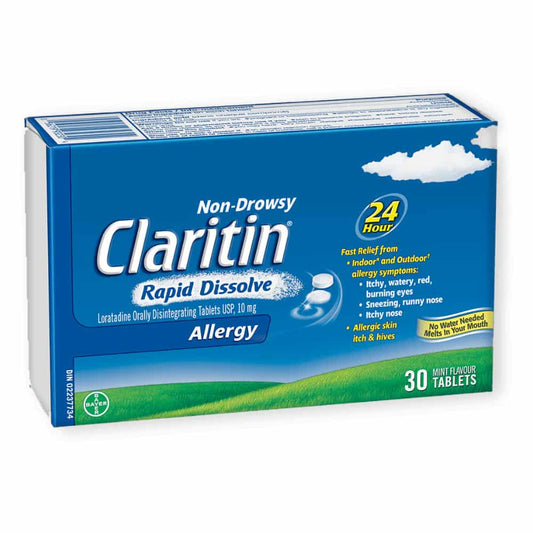 Claritin Rapid Dissolve Allergy Medicine, 24-Hour Non-Drowsy Relief 10 mg, 30 Tablets