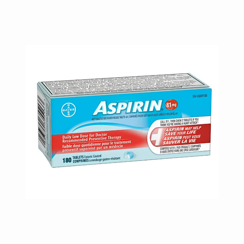 ASPIRIN 81mg, Daily Low Dose Enteric Coated Tablets, 180 Tablets