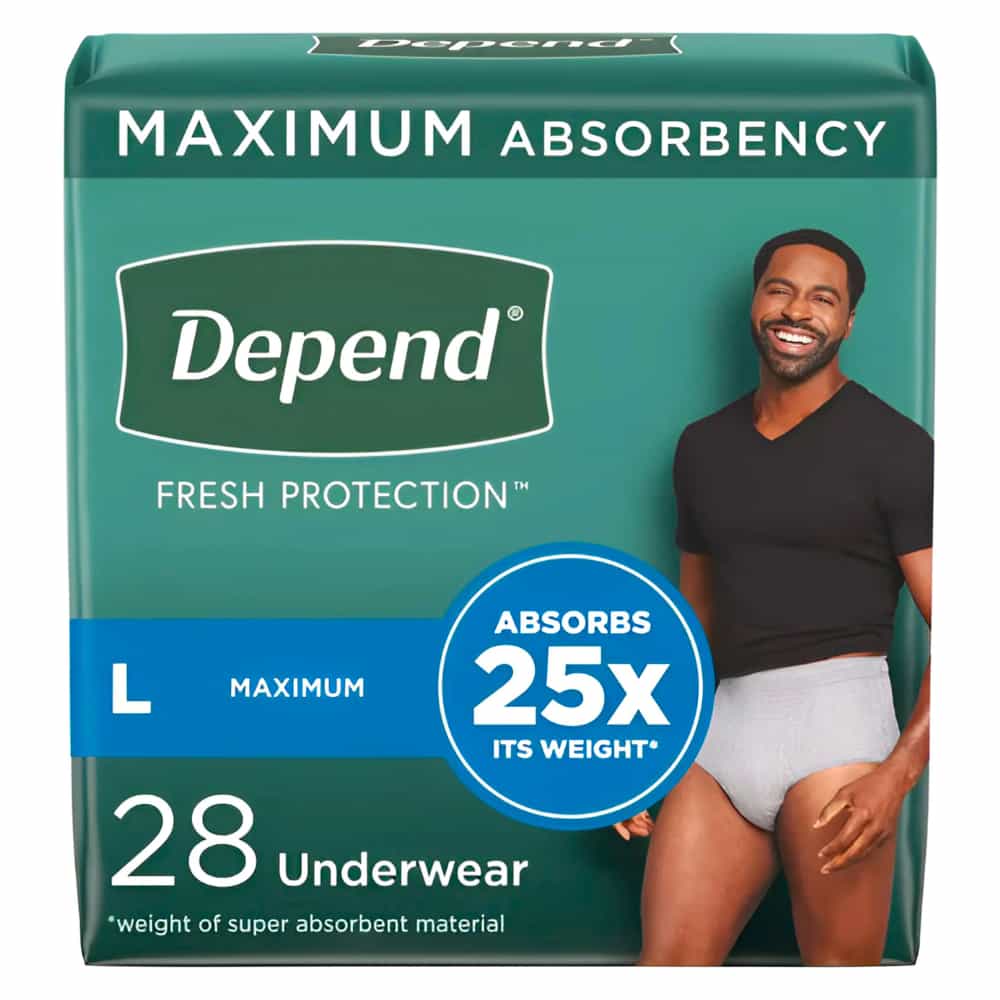 Depend Fresh Protection Adult Incontinence Underwear for Men - Grey - Maximum - Large/28 Count