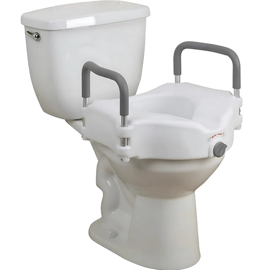 2-in-1 Locking Raised Toilet Seat with Tool-free Removable Arms