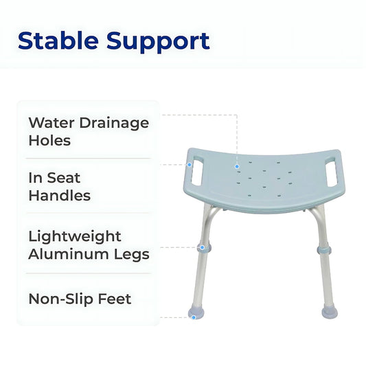 Deluxe Aluminum Shower Bench without Back