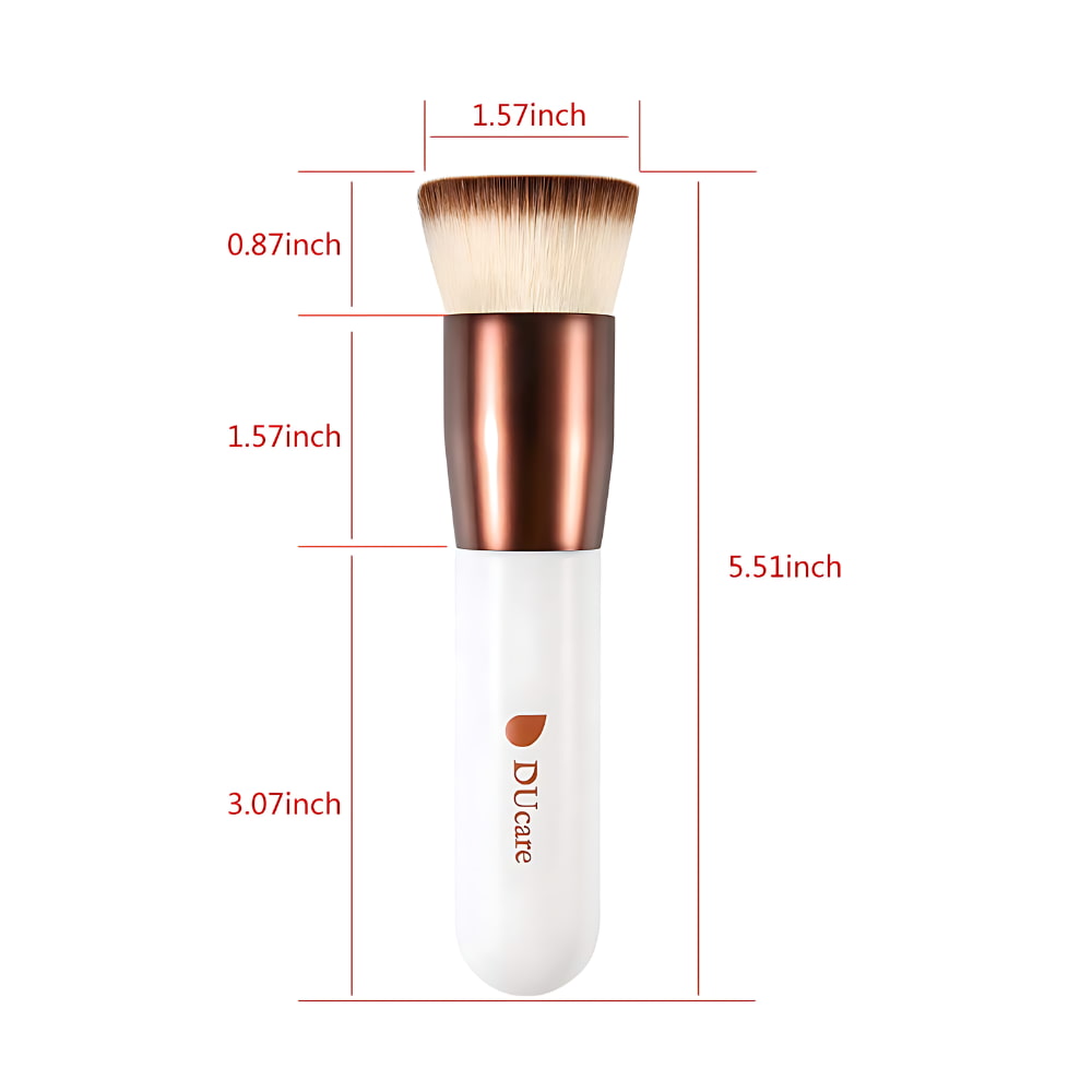 DUcare Foundation Brush Flat Top Kabuki Brush Synthetic Professional Makeup Brush Liquid Blending Mineral Powder Buffing Stippling/White_DS001-1