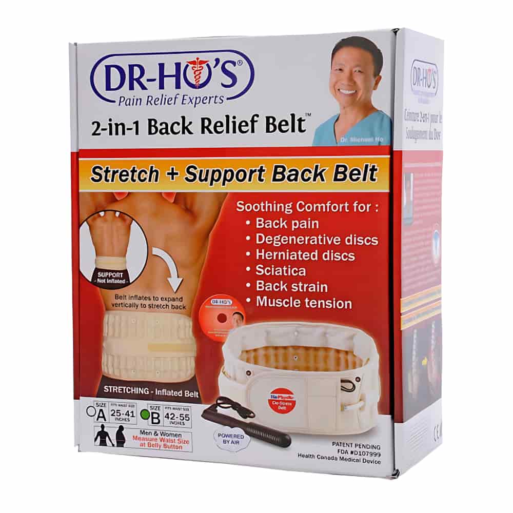 DR-HO'S 2-in-1 Decompression Belt for Lower Back Pain Relief and Lumbar Support - Basic Package - Size A (25-41 Inches) and 1 Year Warranty
