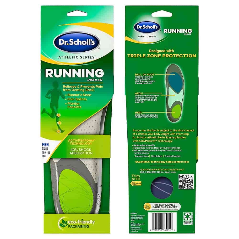 Dr. Scholl’s® Athletic Series Running Insoles, Men's, Sizes 7.5-10