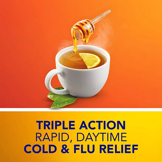 DayQuil and NyQuil Convenience Pack Hot Remedy Cold, Flu & Congestion Medicine, Daytime & Nighttime, Relief for Fever & Headache, Sore Throat Pain, Nasal Congestion, Cough, Multi-Action, Honey Lemon Flavoured