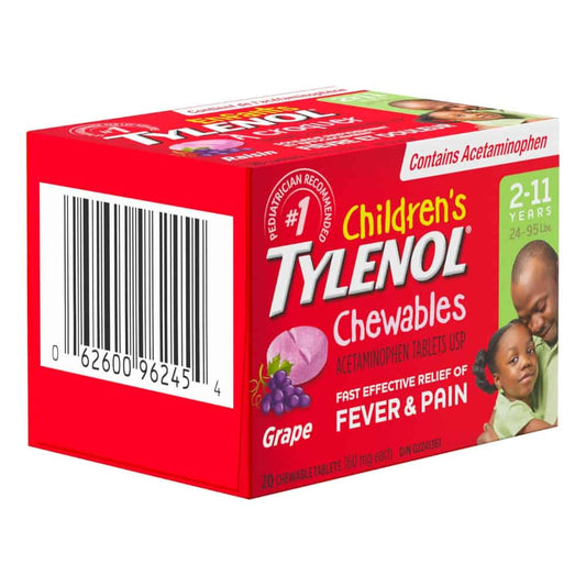 Children's Medicine, Fever & Pain, Chewable Tablets, Grape