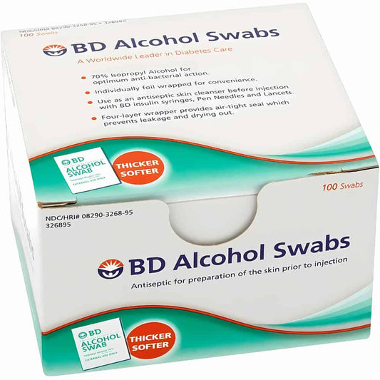 2 Pack BD Alcohol Swabs Individually wrapped Antiseptic 100 Swabs Each