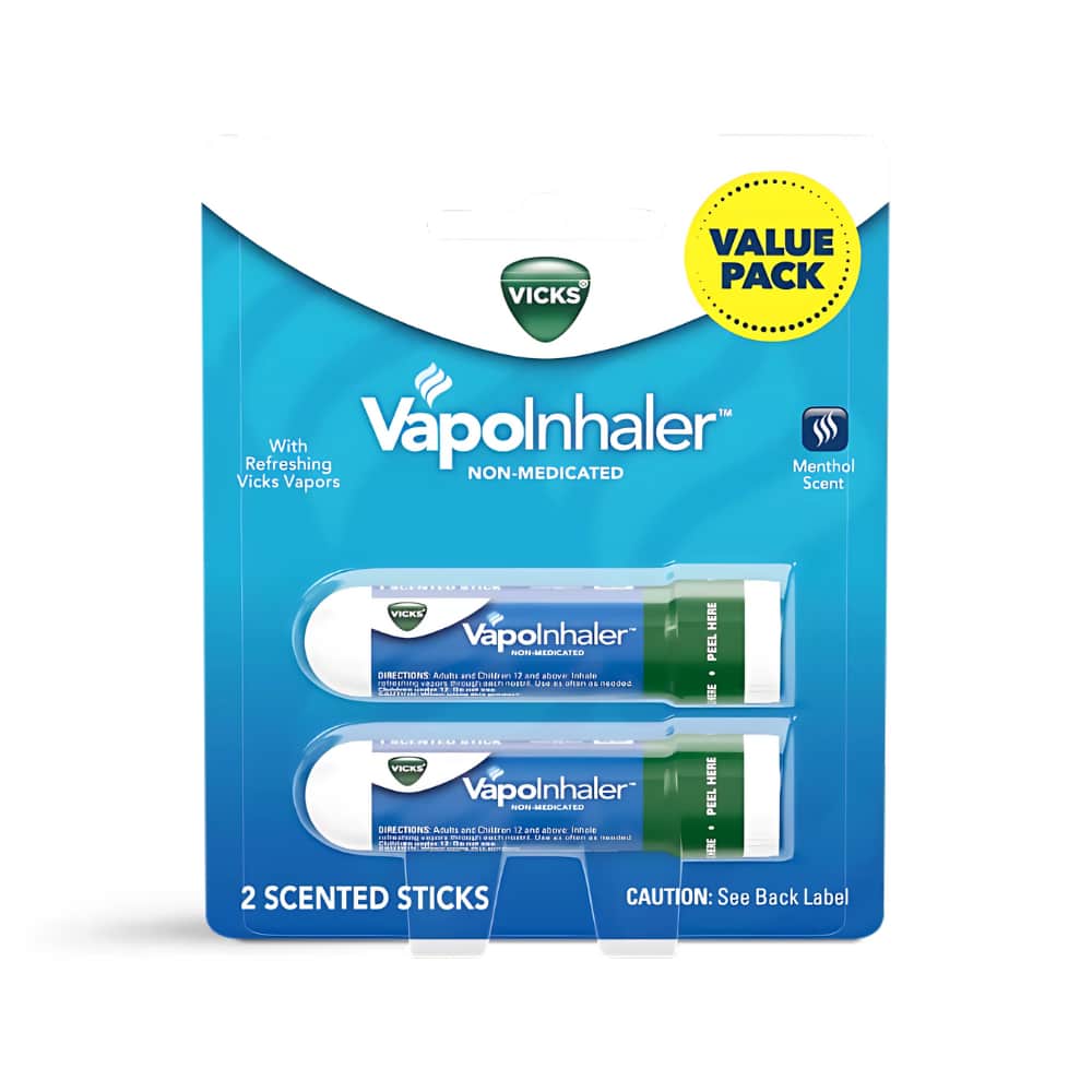 2 Pack Vicks VapoInhaler Non Medicated Menthol Scent 0.007oz Each