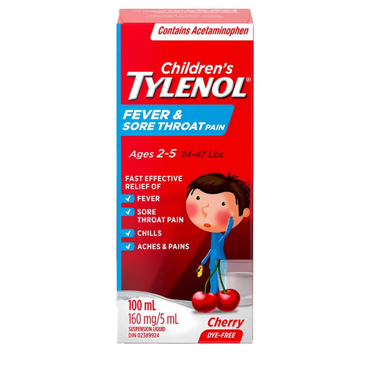 Children's Medicine Fever & Sore Throat Pain Liquid, Cherry