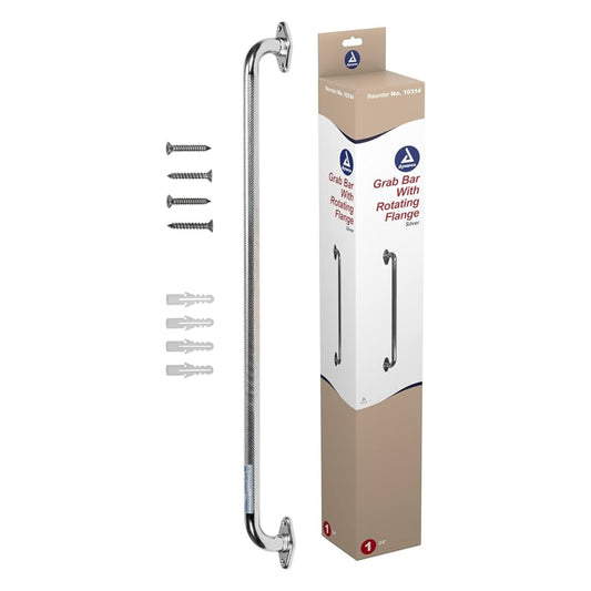 Chrome Knurled Grab Bar with Rotating Flange 18"