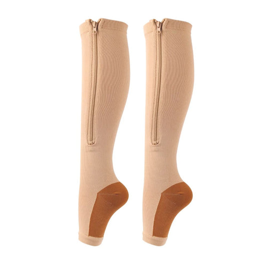 Travelwant 1 Pair Medical 15-20 mmHg Zipper Compression Socks Women Men