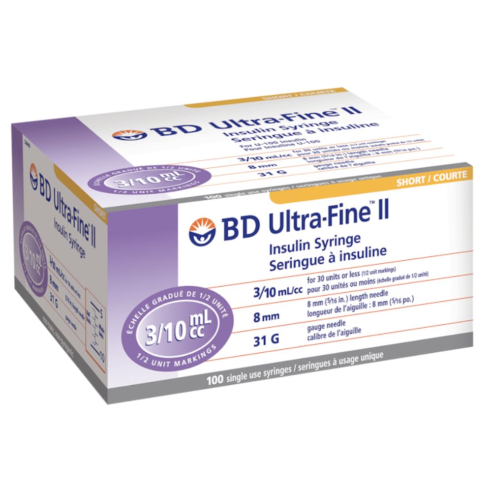 BD Insulin Syringes with BD Ultra-Fine™ Needle, 0.3cc, 31G x 8mm (Box 100 pcs)