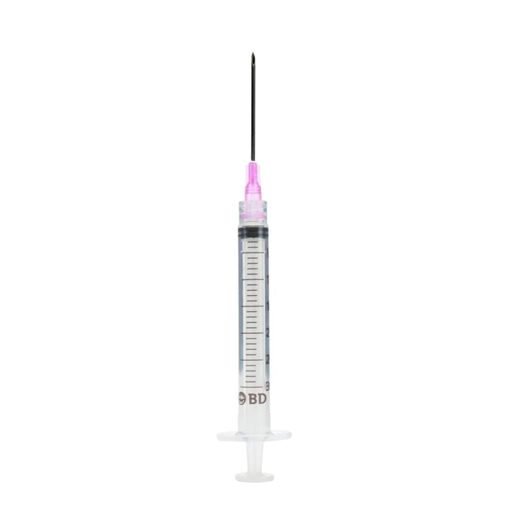 BD Luer-Lok™ 3mL Syringe with Needle, 18 G x 1 1/2" (Pink Hub) (Box 100 pcs)