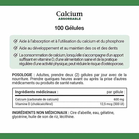 Calcium Pills plus Vitamin D3 Supplement, Helps maintain bones, 1200mg