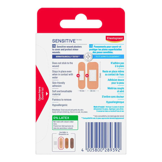 Elastoplast Sensitive Light Skin Tone Adhesive Bandages, 20 Strips