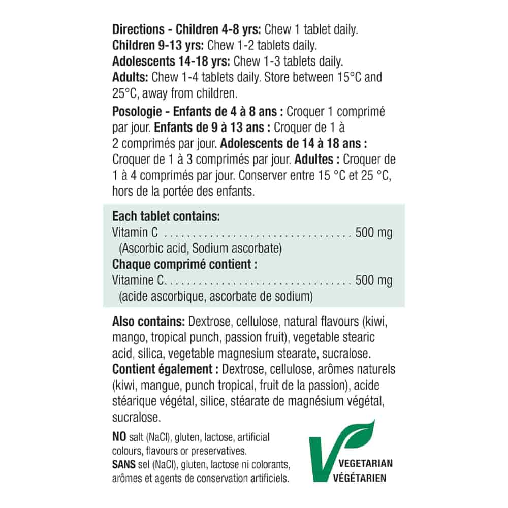 Chewable Vitamin C 500 mg Tropical Fruit Flavour