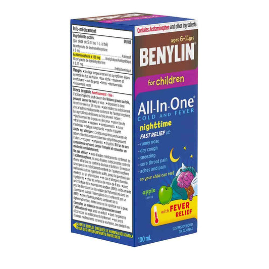 Childrens' All-In-One Cold & Fever, Night Liquid, Apple