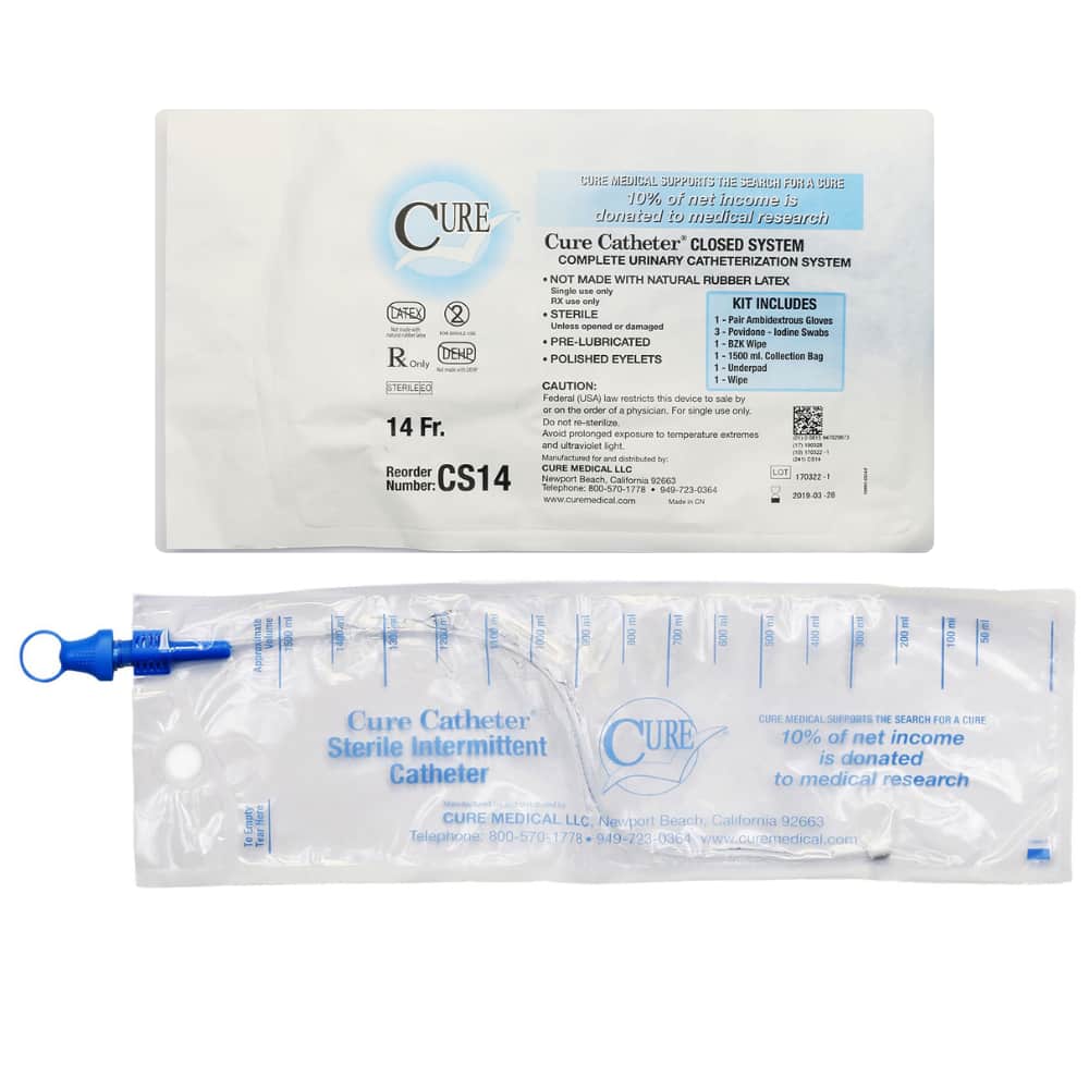 Convatec Cure Catheter Closed System With 1500ml Collection Bag 14 FR Box of 100
