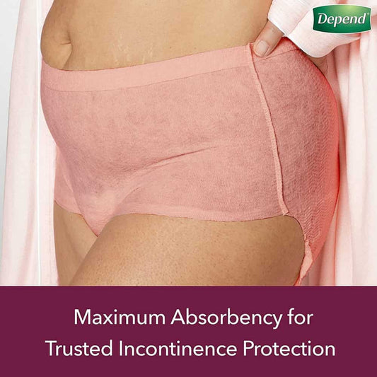 Depend Silhouette Adult Incontinence Underwear for Women - Pink/Black/Berry - Maximum Absorbency - Large/12 Count