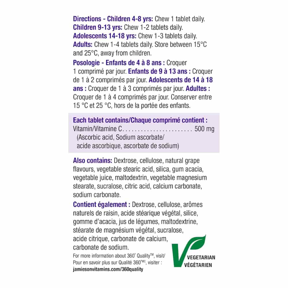 Chewable Vitamin C Grape Juice Tablets - 500 mg