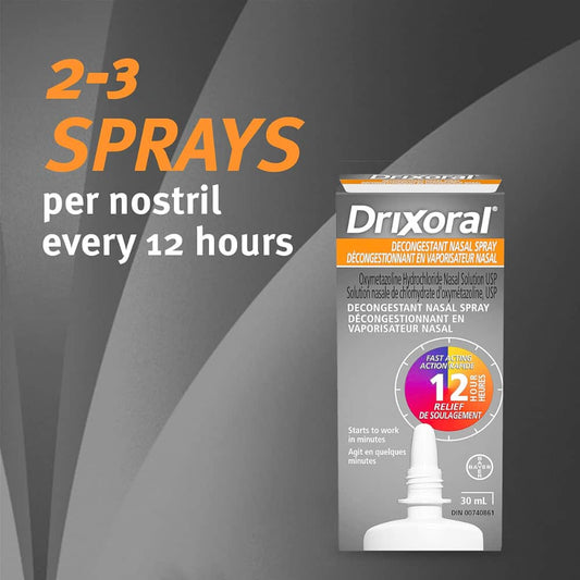 Drixoral Decongestant Nasal Spray, Fast and Long Lasting 12 Hour Relief, 30ml