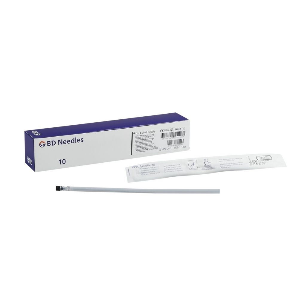 BD™ Long Length Spinal Needle w/Quincke Bevel, 22G x 5" (Box 10 pcs)