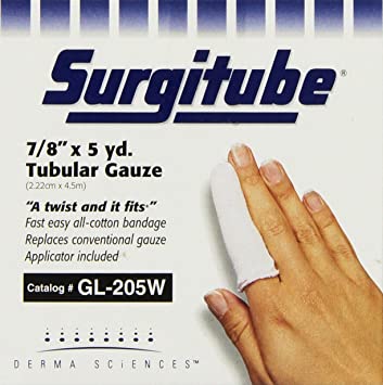Ea/1 Surgitube Tubular Gauze Roll Large Finger/Toe 2-Ply 7/8" X 50Yd Cotton White