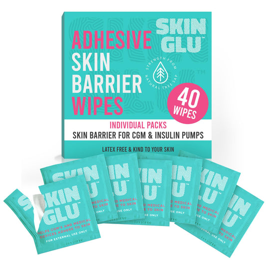 Not Just A Patch Skin Glu Skin Prep Wipes (40 Pack) – Hypoallergenic Latex-Free Pre-CGM Skin Barrier Wipes for Blood Sugar Monitoring Sensors, Patches & Insulin Pumps – Gentle on Sensitive Skin