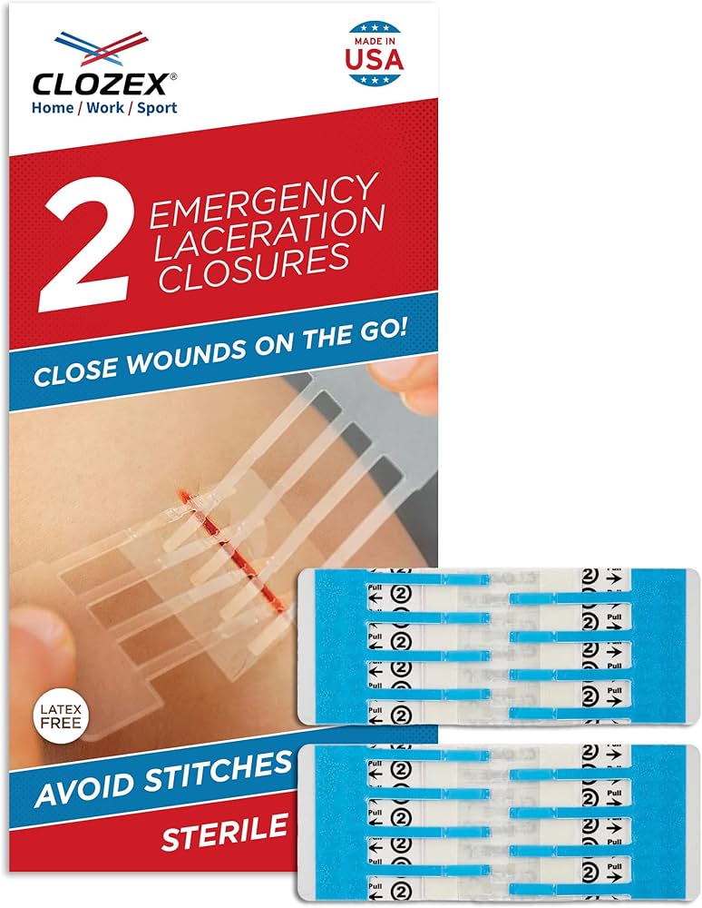 Clozex Emergency Laceration Closures - Repair Wounds Without Stitches. FDA Cleared Skin Closure Device for 2 Individual Wounds Or Combine for Total Length of 3 Inches. Life Happens, Be Ready!