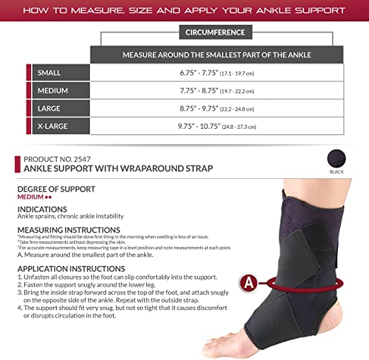 Ea/1 Otc Medium Ankle Support W/ Figure 8 Wraparound Strap Black Xl (9 3/4 - 10 3/4)