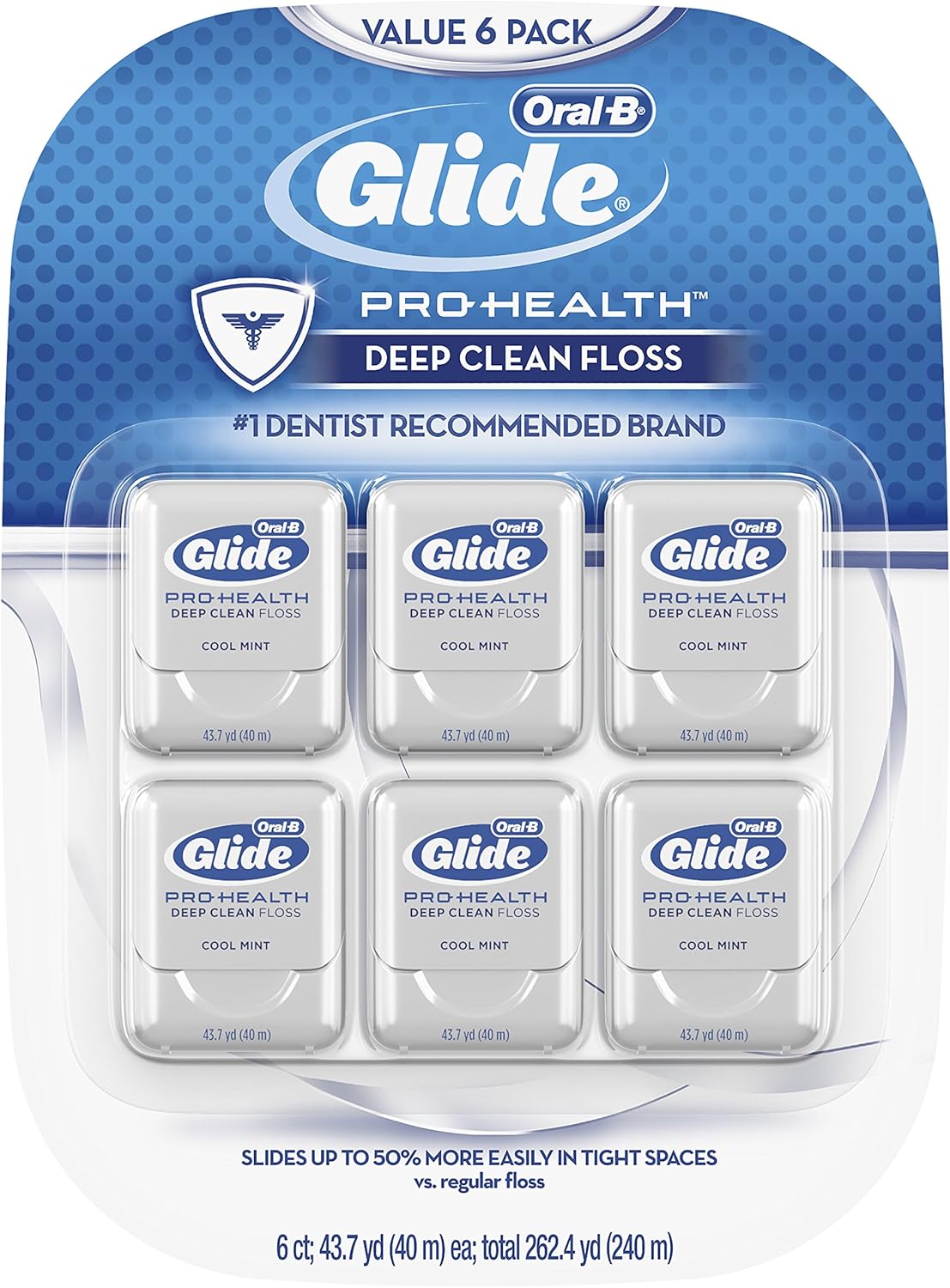 Oral-B Glide Pro-Health Deep Clean Floss, Mint (Pack of 6)