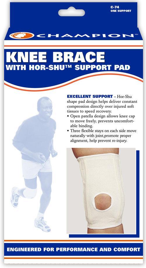 Ea/1 Elastic Knee Brace Inverted Hor-Shu Pad, White Small