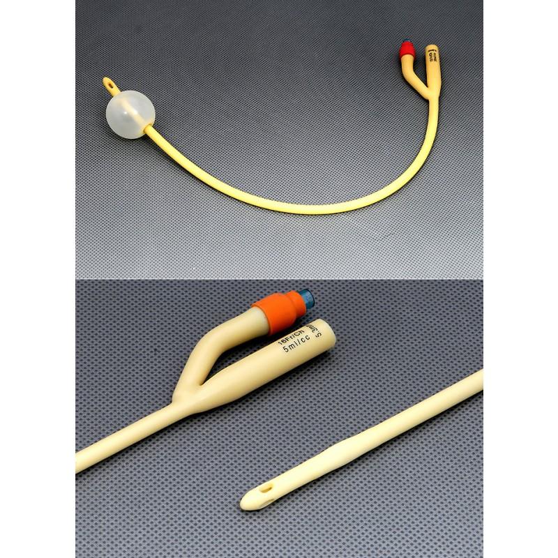 Bx/10 Amsure 2-Way 14Fr Foley Catheter Silicone-Coated W/ 30Cc Balloon Sterile Latex Smooth Reinforced Tip Large Eyes Plastic Valve