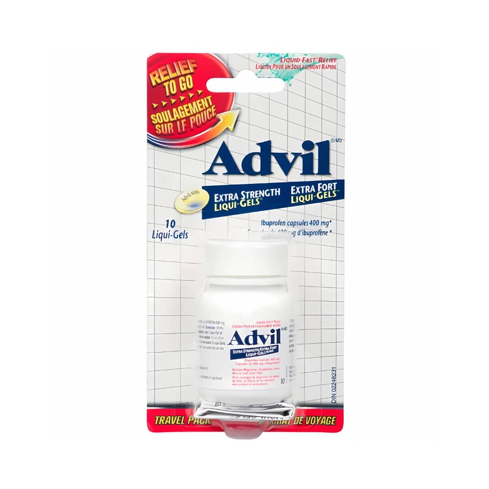 Advil Extra Strength Ibuprofen Capsules 400 mg Travel Pack 10 Liqui-Gels