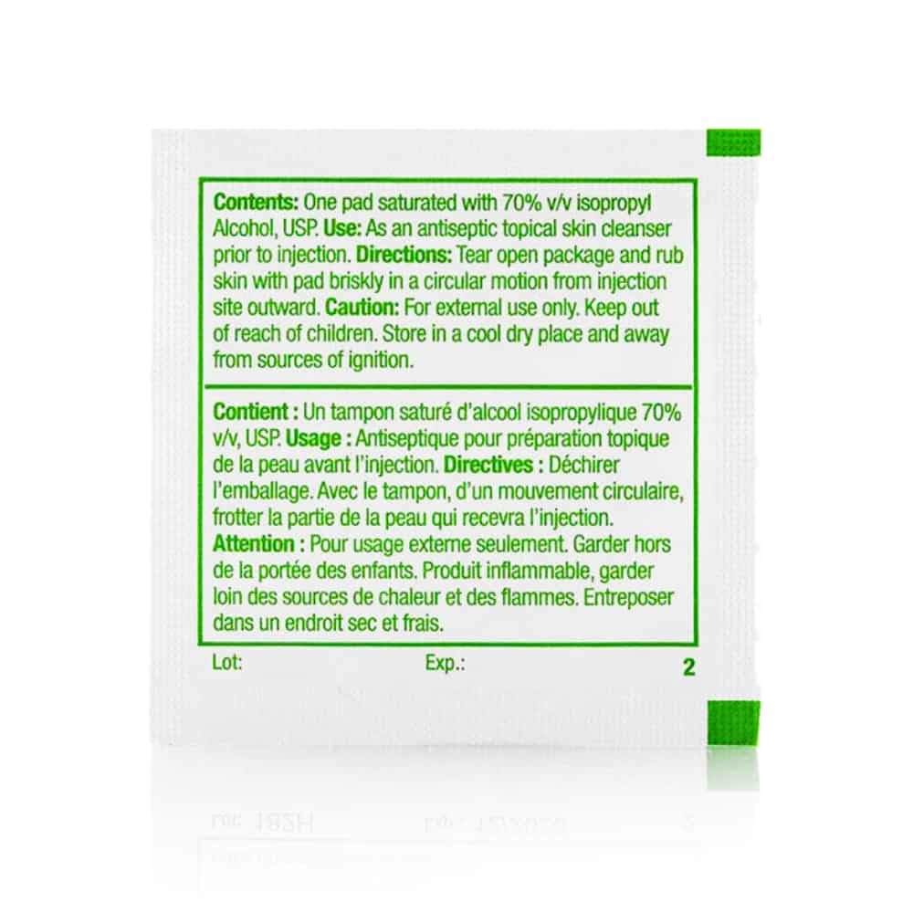 Alcohol swabs to reduce bacteria