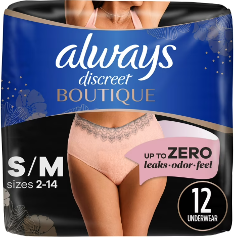 Always Discreet Boutique Maximum Protection Underwear - Small/Medium - 12s