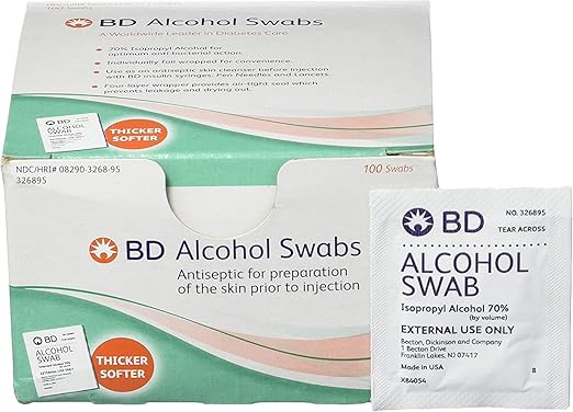 BD Alcohol Swabs 2 Boxes of 100 | Alcohol Prep Pads | Alcohol Swabs Individually Wrapped | 70 Percent Isopropyl Alcohol Sanitizer | Sterile Swabs | Antiseptic Skin Cleanser | First Aid Alcohol Wipes