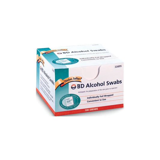 BD Alcohol Swabs Individually wrapped Antiseptic 100 Swabs
