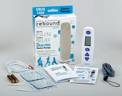 Ea/1 Biomed Rebound Otc Tens Device (Btr) W/ 2In X 2In Self-Adhesive Reusable Electrodes (Eesq2Pk), Connecting Cable(L00022) & Carrying Strap, Batteries & Instruction Manual
