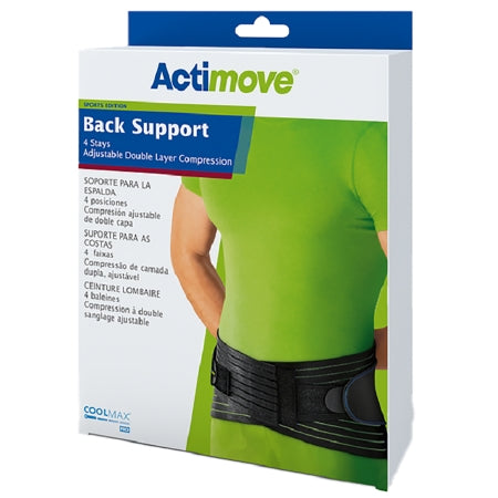 Ea/1 Actimove Back Support, 4 Stays, Adjustable Double Layer Compression, Xxl, Black